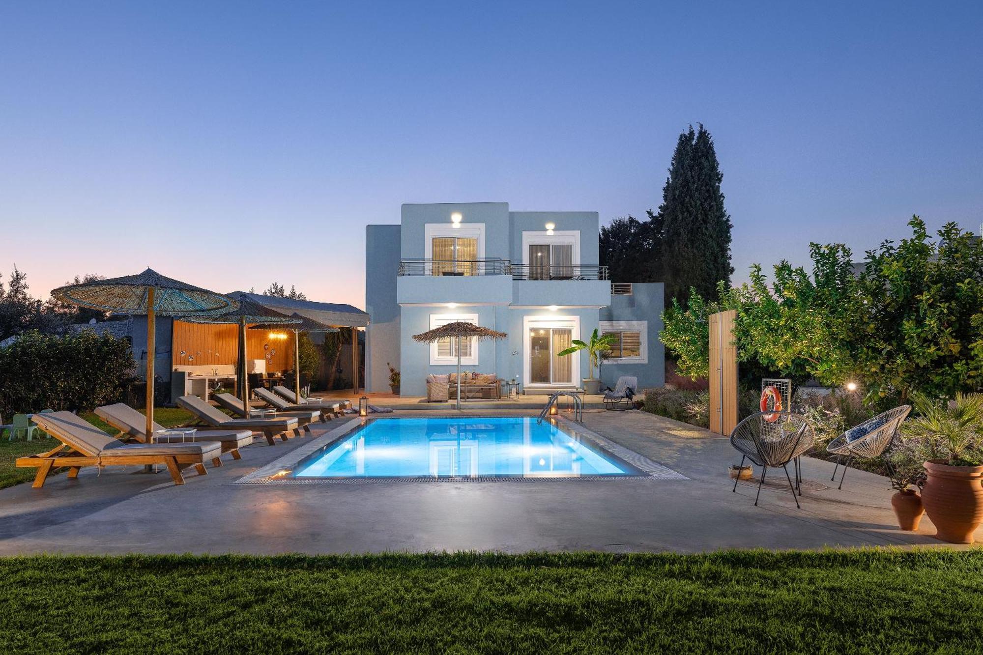 Ethria Pool Villa With Heated Jacuzzi Afantou Exterior photo