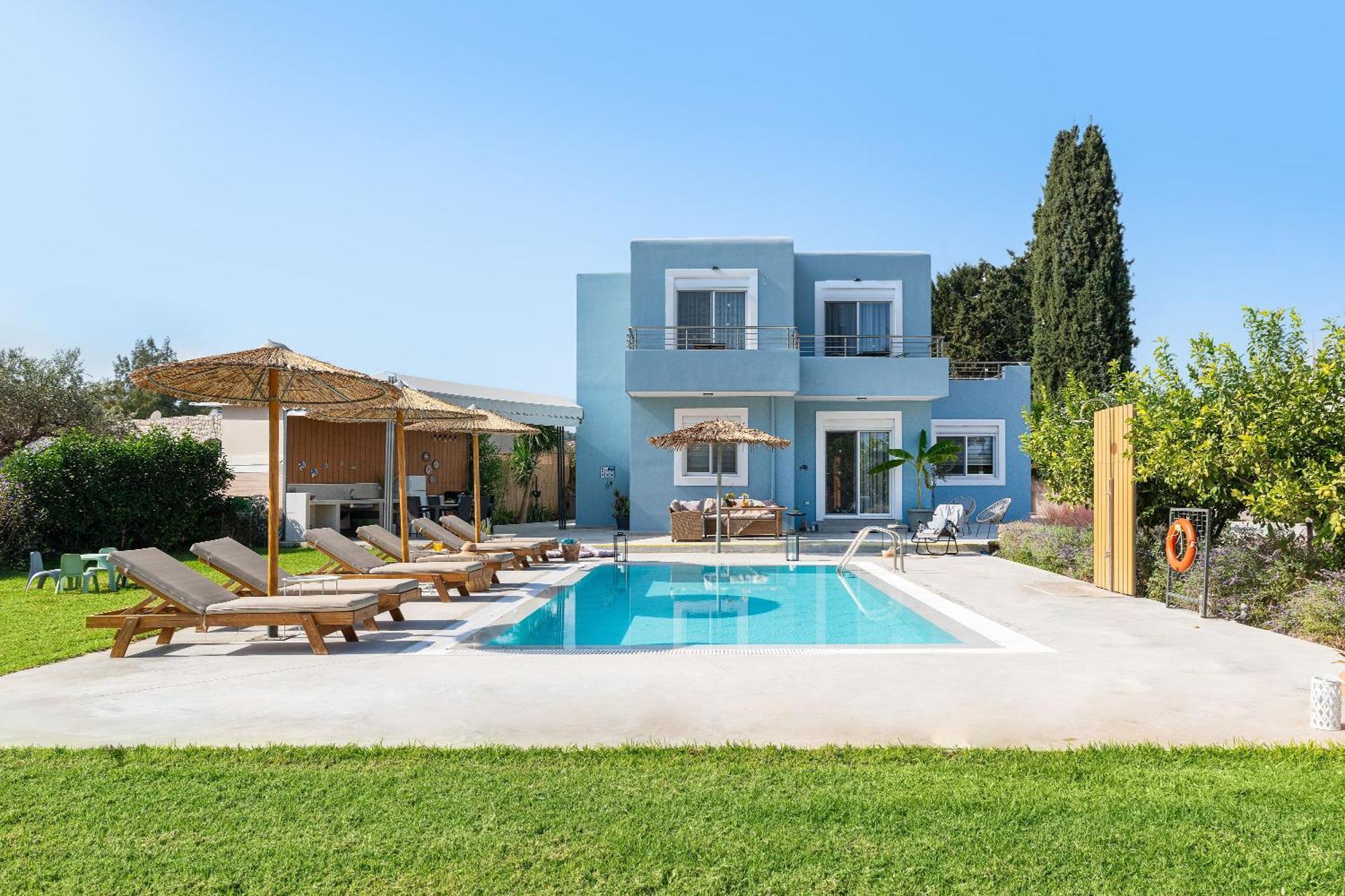 Ethria Pool Villa With Heated Jacuzzi Afantou Exterior photo