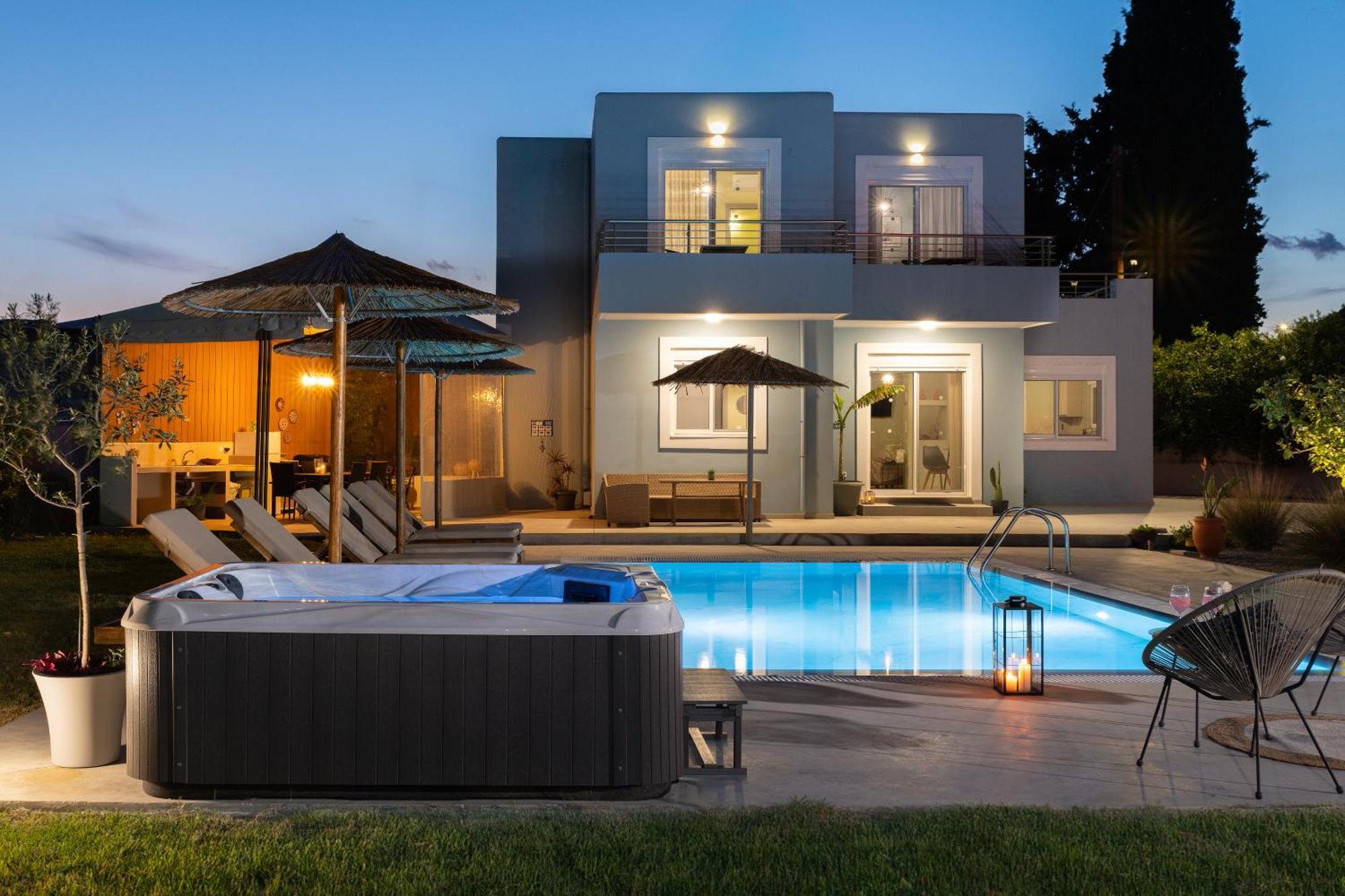 Ethria Pool Villa With Heated Jacuzzi Afantou Exterior photo